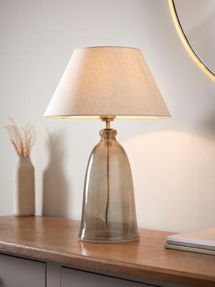 John Lewis Farmhouse Bubble Glass Base Table Lamp, Avocado - view 2, Avocado
