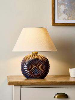 John Lewis Fowey Reactive Glaze Ceramic Table Lamp, Brown/Blue - view 2, Blue