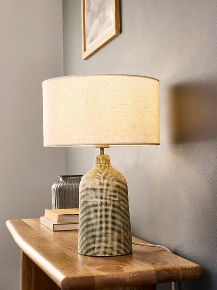 John Lewis Kairo Glazed Ceramic Table Lamp - view 2, Avocado