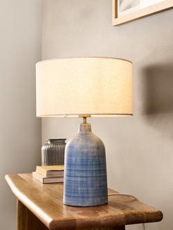 John Lewis Kairo Glazed Ceramic Table Lamp - view 2, Blue