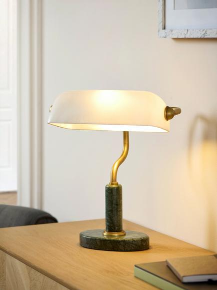 John Lewis Mabel Green Marble Base Desk Lamp, Green - view 2, Green Marble
