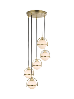 John Lewis Contour 5 Pendant Cluster Ceiling Light, Matt Antique Brass, Matt Antique Brass