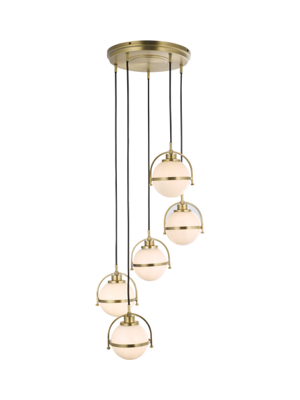 John Lewis Contour 5 Pendant Cluster Ceiling Light, Matt Antique Brass, Matt Antique Brass