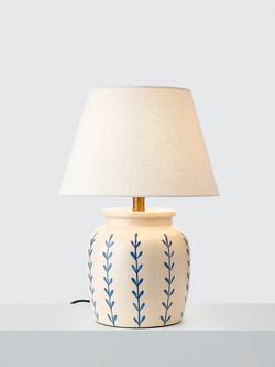 John Lewis Roccella Hand Painted Ceramic Base Table Lamp, Blue