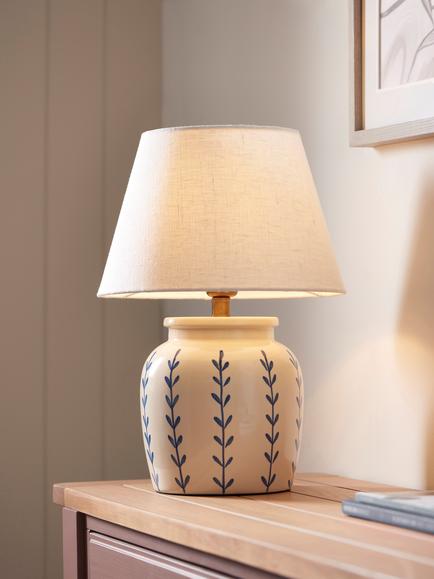 John Lewis Roccella Hand Painted Ceramic Base Table Lamp - view 2, Blue