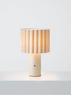 John Lewis Modern Scallop Painted Rechargeable Table Lamp, Matt Greige, Matt Greige