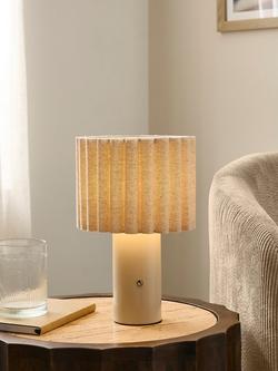 John Lewis Modern Scallop Painted Rechargeable Table Lamp, Matt Greige - view 2, Matt Greige