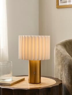 John Lewis Modern Scallop Rechargeable Table Lamp, Antique Brass - view 2, Antique Brass
