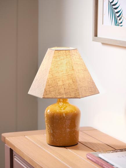 John Lewis Splatter Ceramic Table Lamp - view 2, Honey