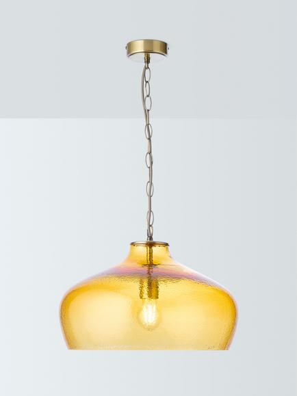 John Lewis Cartmel Textured Glass Pendant Ceiling Light, Honey