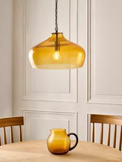 John Lewis Cartmel Textured Glass Pendant Ceiling Light - view 2, Honey