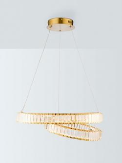 John Lewis Clarice Glass Swirl LED Hoop Pendant Ceiling Light, Gold Effect, Gold Effect
