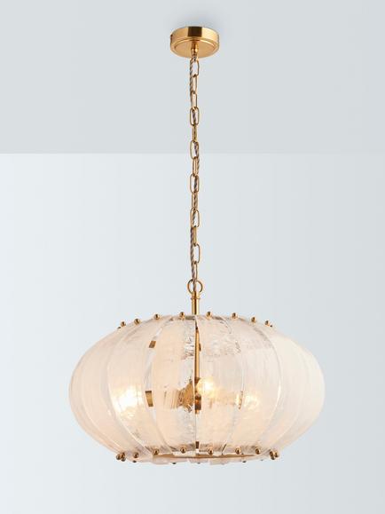 John Lewis Jardin Glass Pendant Ceiling Light, Brass, Clear Glass