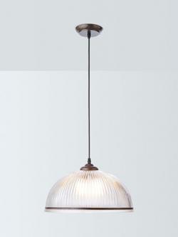 John Lewis Large Tristan Ribbed Glass Pendant Ceiling Light, Bronze, Clear Glass