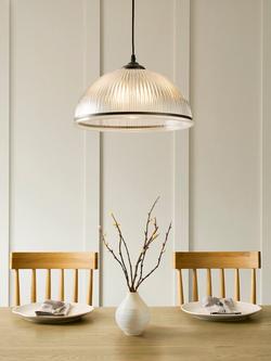 John Lewis Large Tristan Ribbed Glass Pendant Ceiling Light, Bronze - view 2, Clear Glass