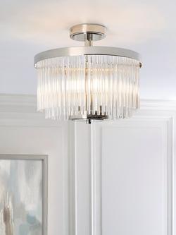 John Lewis Lexton 3 Arm Semi Flush Glass Ceiling Light, Brass - view 2, Nickel