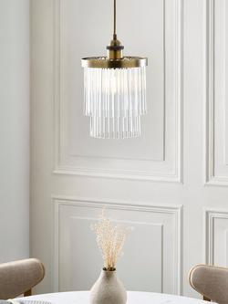 John Lewis Lexton Glass Rod Easy-to-Fit Ceiling Shade, Antique Brass - view 2, Antique Brass