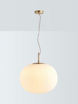 John Lewis Pleated Glass Globe Ceiling Light, Matt Antique Brass, Matt Antique Brass