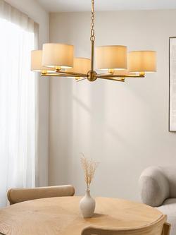 John Lewis Rosso 6 Arm Pendant Ceiling Light, Antique Brass - view 2, Antique Brass