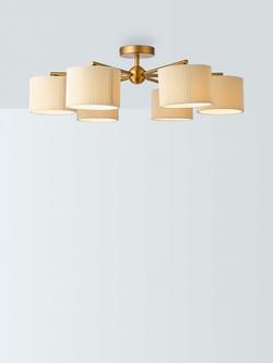 John Lewis Rosso 6 Arm Semi Flush Ceiling Light, Antique Brass, Antique Brass