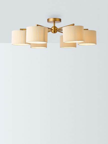 John Lewis Rosso 6 Arm Semi Flush Ceiling Light, Antique Brass, Antique Brass