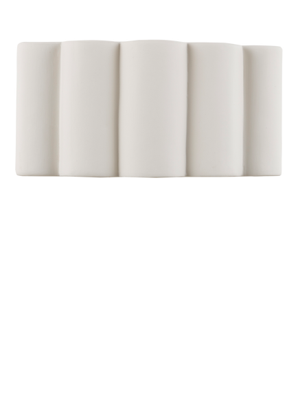 John Lewis Ceramic Wide Fluted Wall Light, White - view 2, White