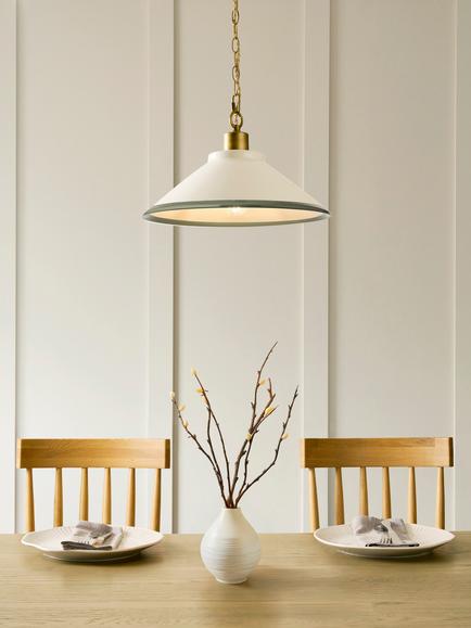 John Lewis Salcombe Stripe Pendant Ceiling Light - view 2, Avocado