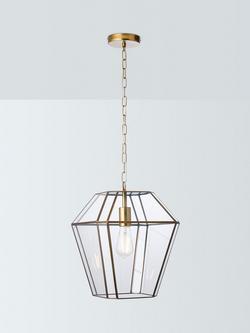 John Lewis Timeless Lantern Pendant Ceiling Light, Antique Brass, Clear Glass