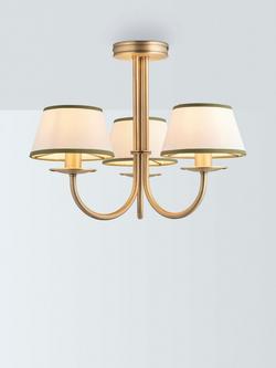 John Lewis Trevelyan 3 Arm Semi Flush Ceiling Light, Antique Brass/Avocado, Avocado