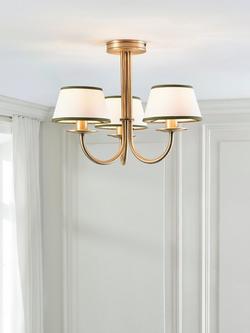 John Lewis Trevelyan 3 Arm Semi Flush Ceiling Light, Antique Brass/Avocado - view 2, Avocado