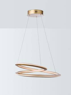 John Lewis Tempesta Twirl LED Hoop Pendant Ceiling Light, Brass Effect, Brass Effect