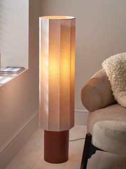John Lewis Deca Ceramic Base Floor Lamp, Natural Linen - view 2, Natural Linen