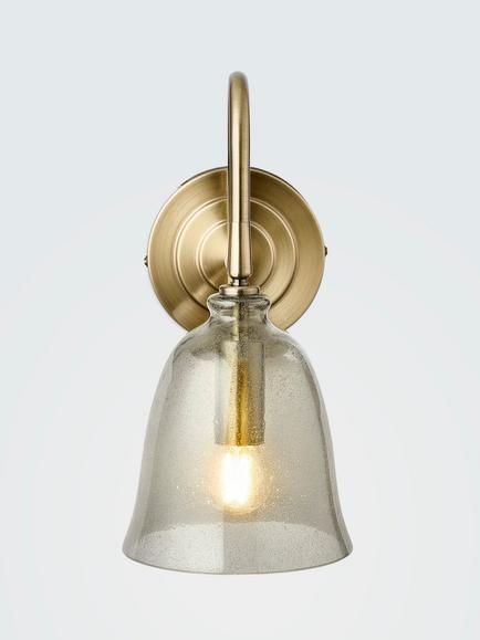 John Lewis Farmhouse Bubble Glass Shade Wall Light, Antique Brass, Antique Brass