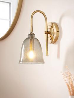 John Lewis Farmhouse Bubble Glass Shade Wall Light, Antique Brass - view 2, Antique Brass