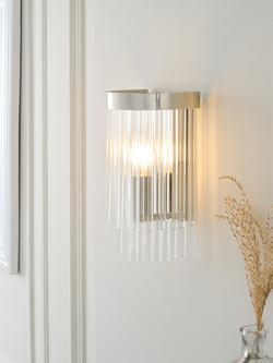 John Lewis Lexton Glass Rod Wall Light - view 2, Nickel