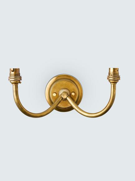 John Lewis Pompion Double Arm Wall Light Fitting, Aged Brass, Aged Brass