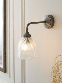 John Lewis Saltern Glass Wall Light, Pewter - view 2, Pewter