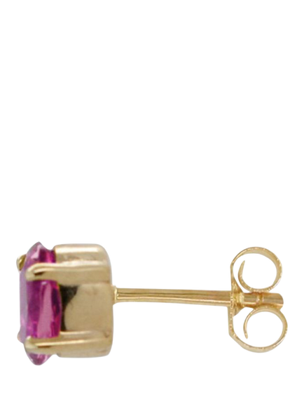 E.W Adams 9ct Yellow Gold Pink Tourmaline Stud Earrings - view 2, Gold/Pink