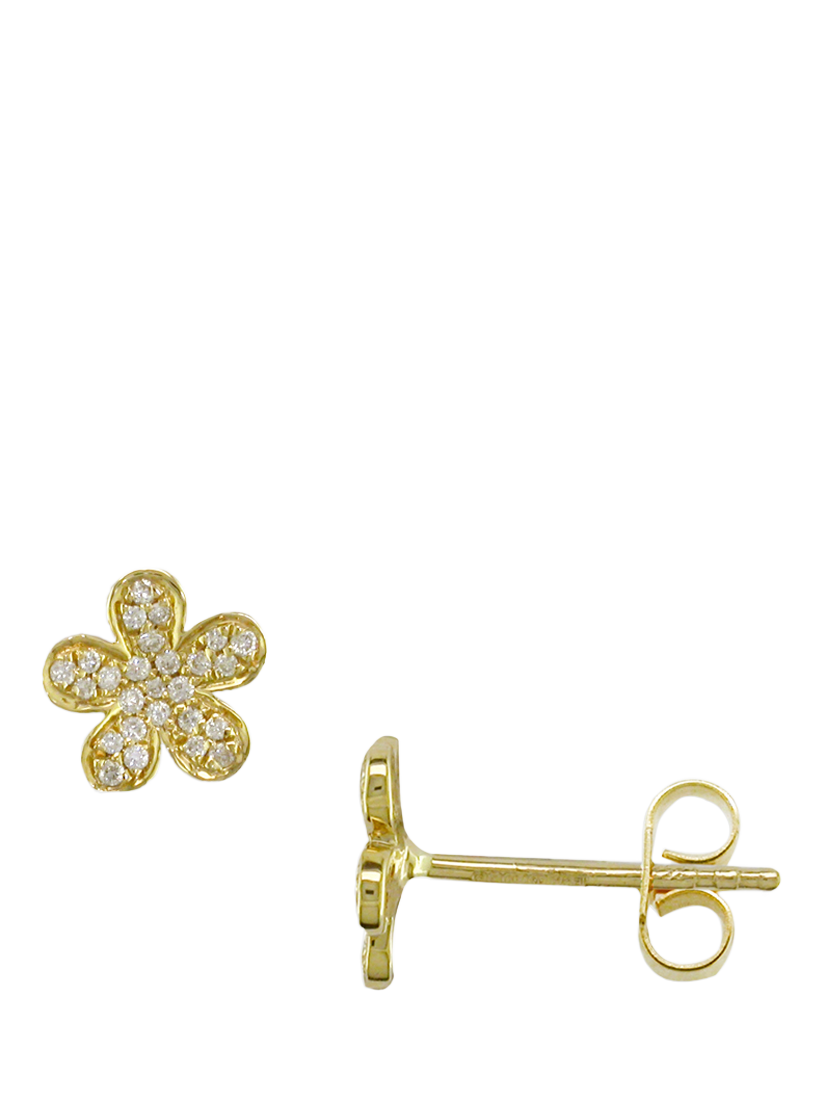 Product image 1 of 5, which shows E.W Adams 9ct Yellow Gold Diamond Cluster Flower Stud Earrings