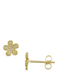 E.W Adams 9ct Yellow Gold Diamond Cluster Flower Stud Earrings