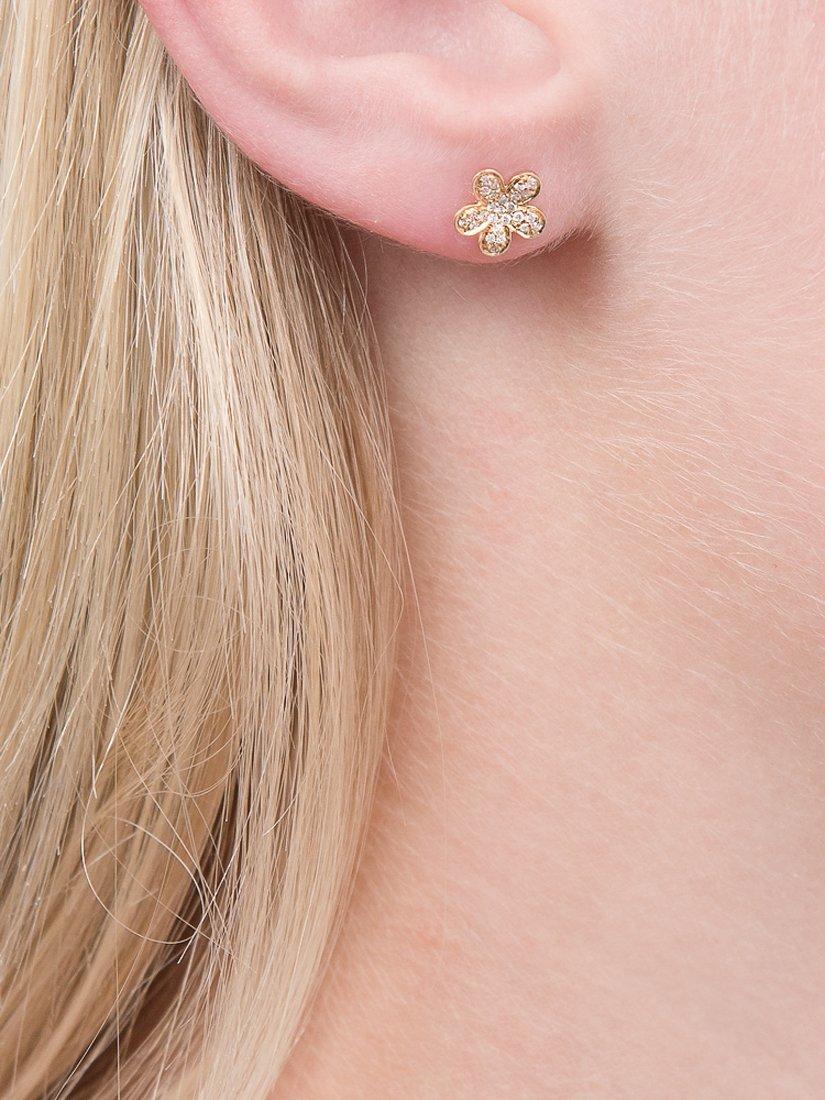 Product image 3 of 5, which shows E.W Adams 9ct Yellow Gold Diamond Cluster Flower Stud Earrings