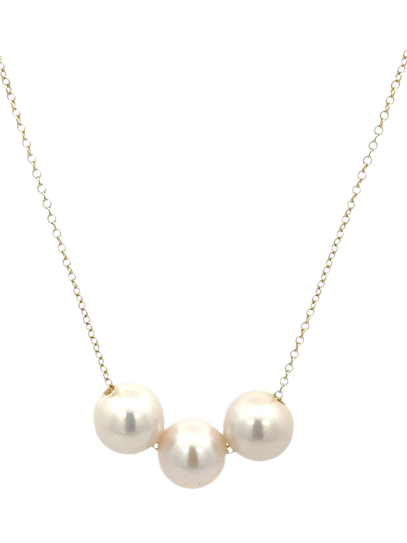 Product image 1 of 3, which shows E.W Adams 9ct Yellow Triple Pearl Necklace