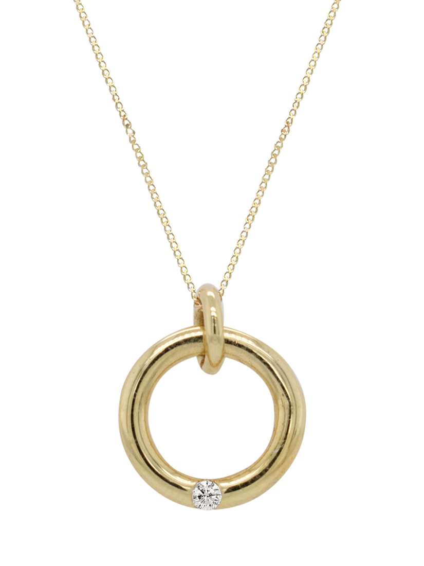Product image 1 of 3, which shows London Road 9ct Yellow Gold Meridian Diamond Circle Pendant Necklace