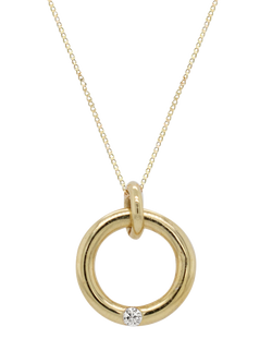 London Road 9ct Yellow Gold Meridian Diamond Circle Pendant Necklace, Yellow Gold