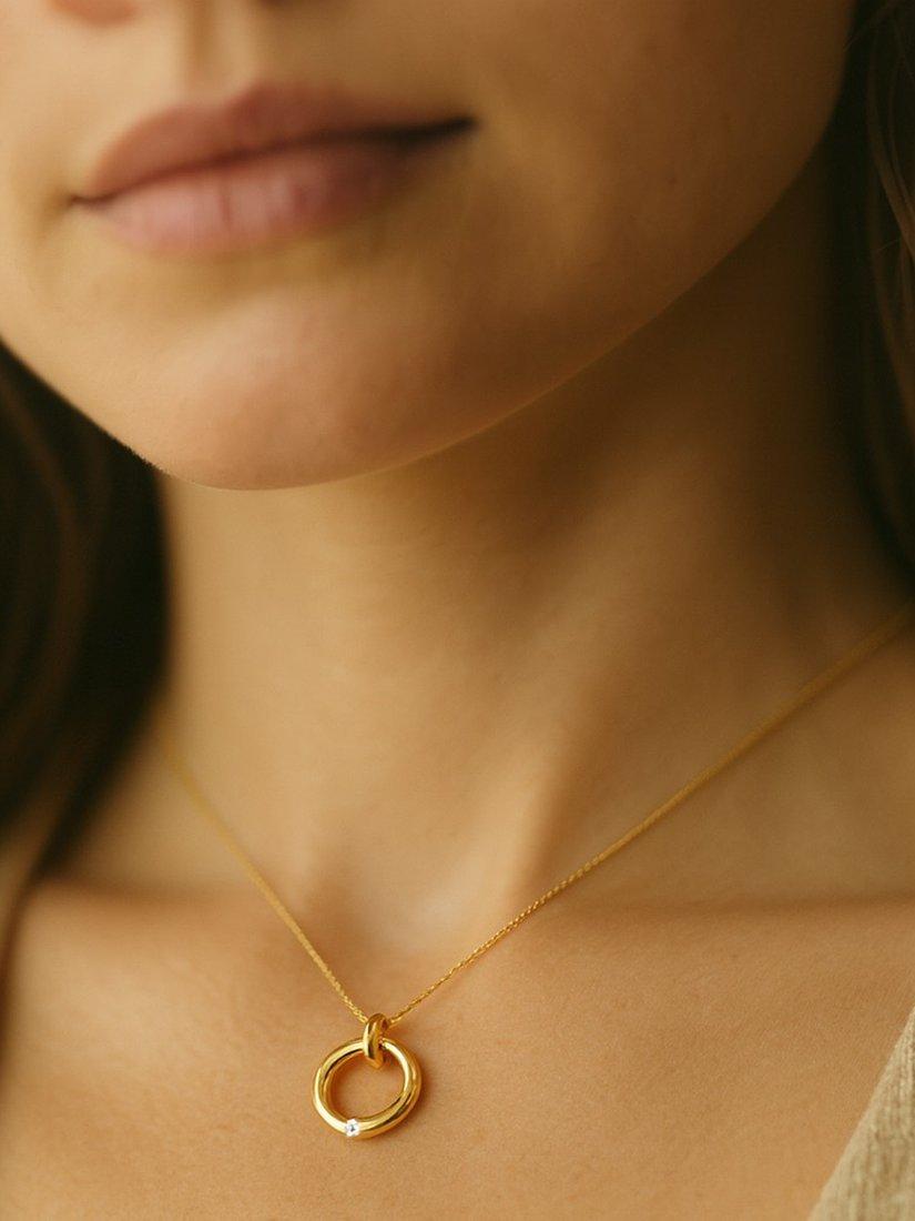 Product image 2 of 3, which shows London Road 9ct Yellow Gold Meridian Diamond Circle Pendant Necklace