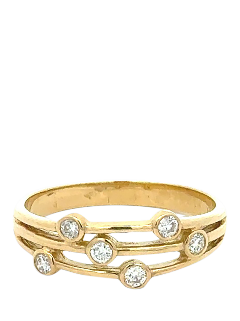 Product image 1 of 3, which shows E.W Adams 18ct Yellow Gold Split Row Diamond Ring, M