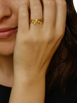 E.W Adams 18ct Yellow Gold Split Row Diamond Ring, M - view 2, Gold