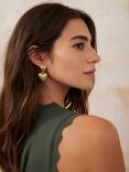 Mint Velvet Double Heart Drop Earrings, Gold