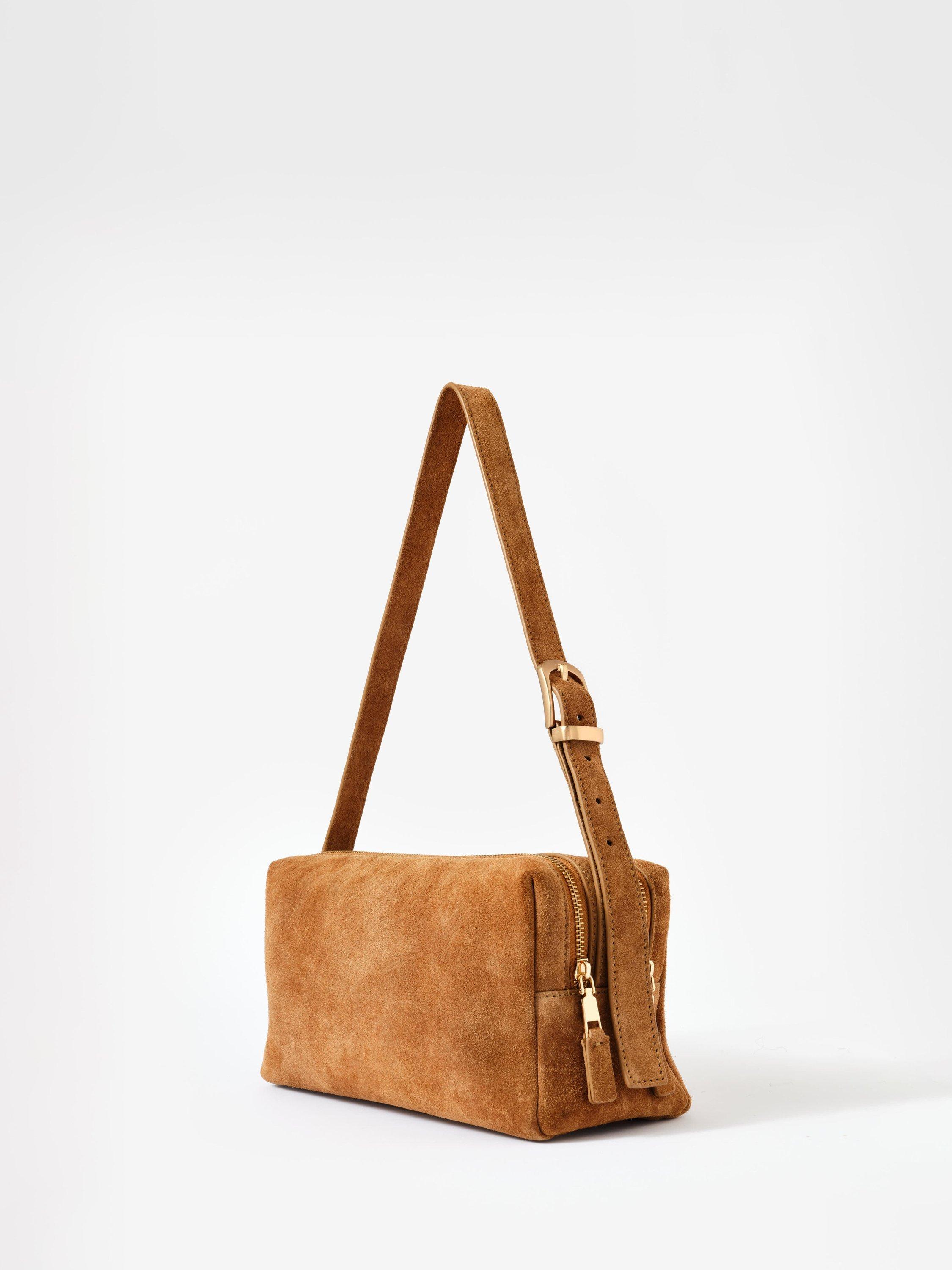 Product image 3 of 4, which shows Mint Velvet Slouch Suede Shoulder Bag, Tan