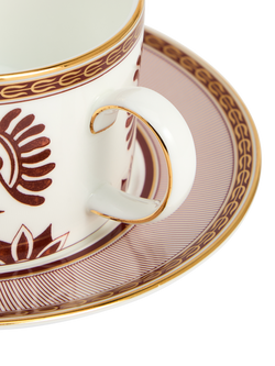 Wedgwood Red Splendour Bone China Teacup & Saucer, 175ml - view 2, Red
